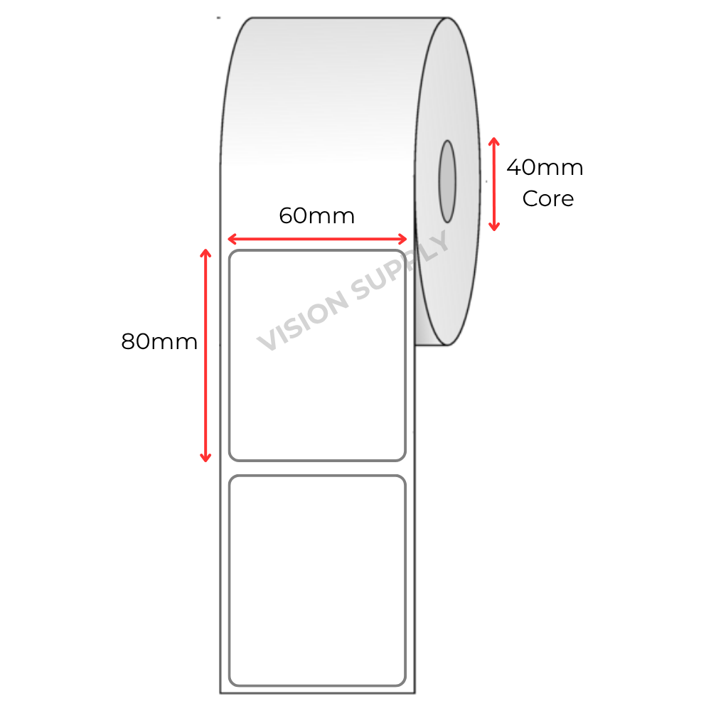 60x80mm Scale label Direct thermal, 480 per roll x 27 rolls, 40core