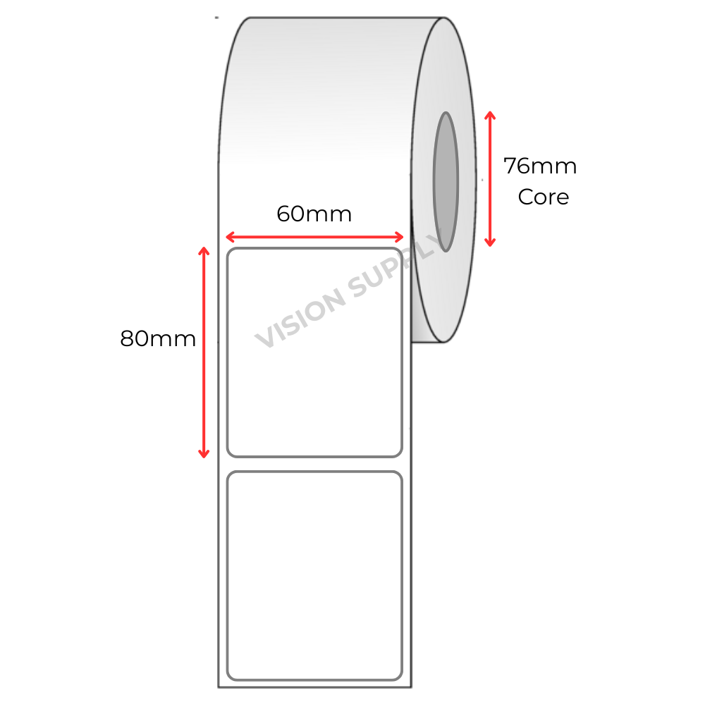 60x80mm Scale label Direct thermal Meat, 1800 per roll x 8 rolls, 76core