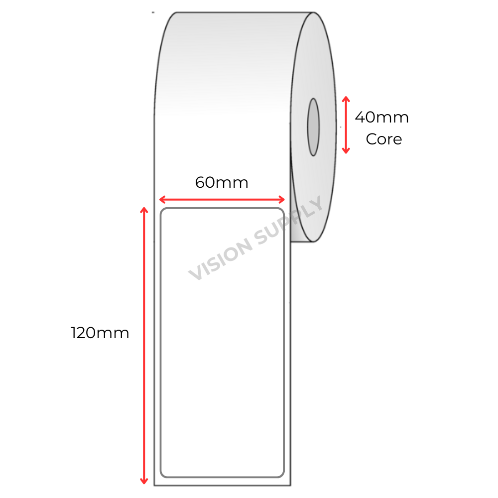 60x120mm Scale label Direct thermal, 350 per roll x 45 rolls, 40core