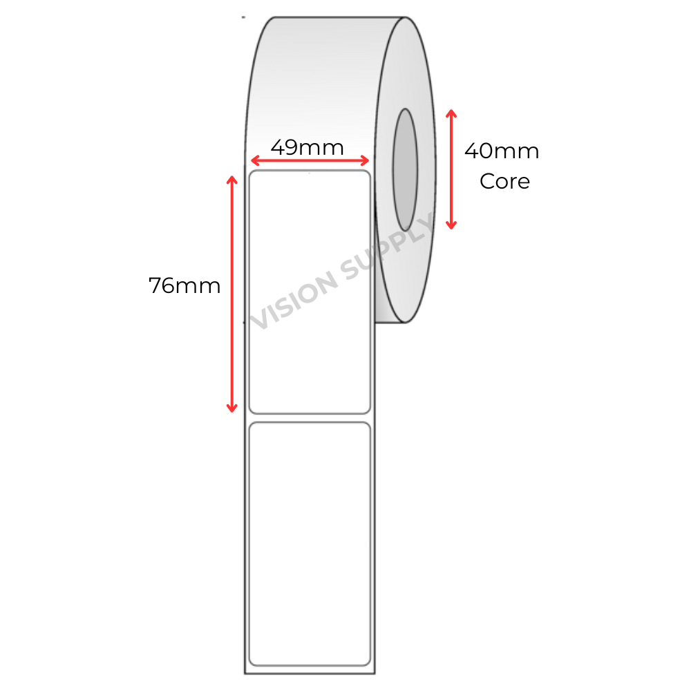 49x76mm Plain Direct Thermal, 1000 per roll (10 roll/ctn)