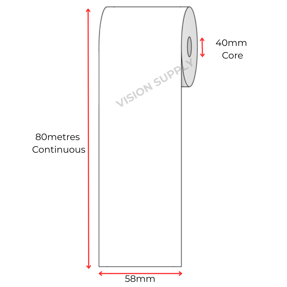 58mmx80m Linerless label (30 roll/ctn)